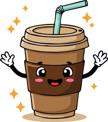 Illustration of Coffee Tea and Milk Cups in a Simple Vector Style