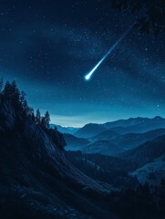 vibrant color visual of super bright comet at night
