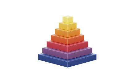 Colorful pyramid diagram with steps isolated PNG with Transparent Background
