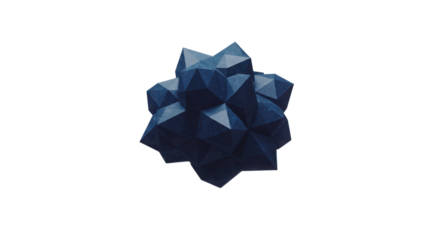 Dark blue low poly geometric star shape isolated on white background