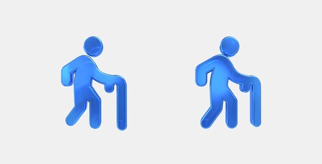 elderly 3D icon on isolate white background