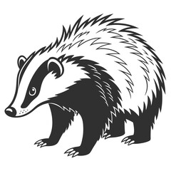Obraz premium White back ground a black and white illustration of a porcupine.