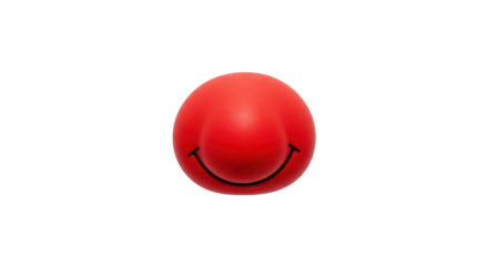 Red Foam Clown Nose with a Painted Smile, Novelty Item for Comic Relief isolated on Transparent Background