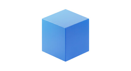 Isometric 3D blue cube isolated PNG with Transparent Background