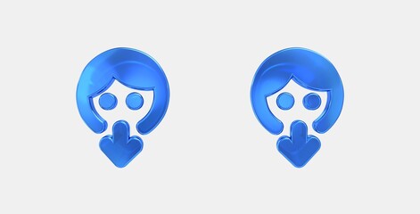 face down 3D icon on isolate white background