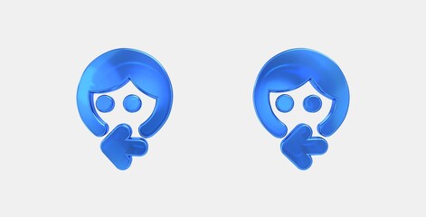 face left 3D icon on isolate white background