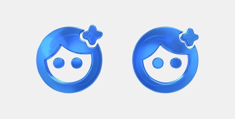 face retouching natural 3D icon on isolate white background