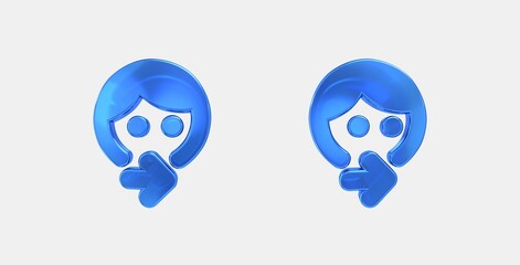 face right 3D icon on isolate white background