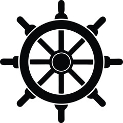 Obraz premium Steering wheel Silhouette, Steering wheel icon. ship steering silhouette vector illustration
