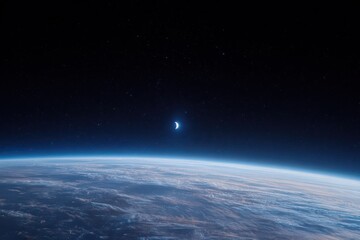 Photo of Earth and Crescent Moon from Space - Space Exploration, Astronomy