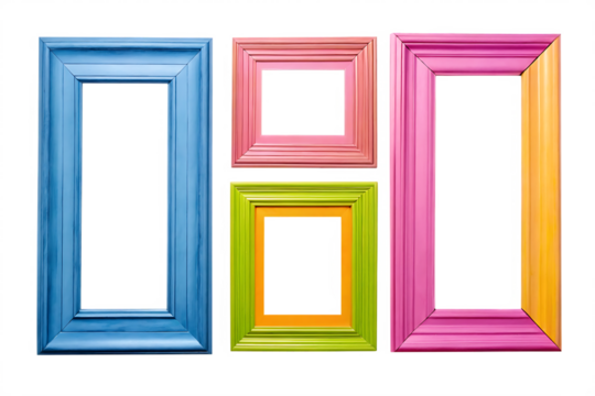 Colorful decorative picture frames isolated on a transparent background decorative frames