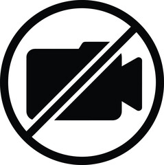 A no video camera symbol is isolated on white background