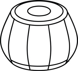 Tabla drum one line art silhouette vector. Tabla line art vector design. Tabla outline illustration design.