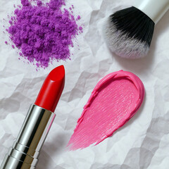 make up brushes and powder