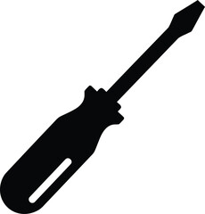A black screwdriver is isolated on white background