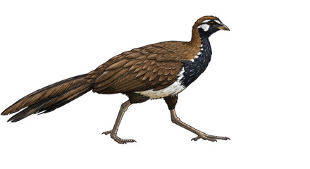 Elegant Brown Pheasant Walking isolated PNG with Transparent Background