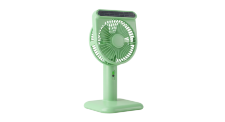 Mint green portable desk fan product shot isolated on white background