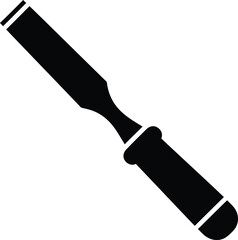 A black chisel is isolated on white background