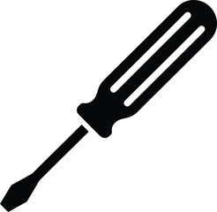 A black screwdriver is isolated on white background