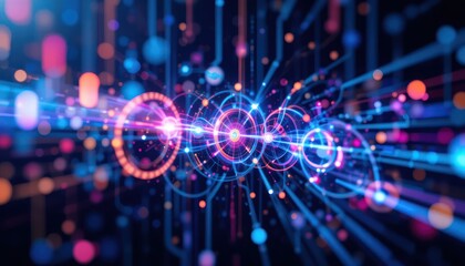Obraz premium Abstract Digital Network: Futuristic Technology and Data Flow
