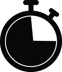 A black stopwatch is isolated on white background