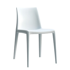 Modern minimalist white plastic chair isolated on transparent background