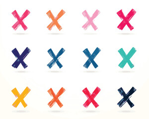 Obraz premium Cross check mark icons X and V symbols Icon SET