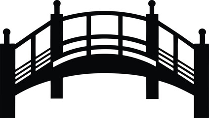 wooden bridge silhouette, Wooden Bridge Silhouette Over Waterway Tranquil Illustration Art