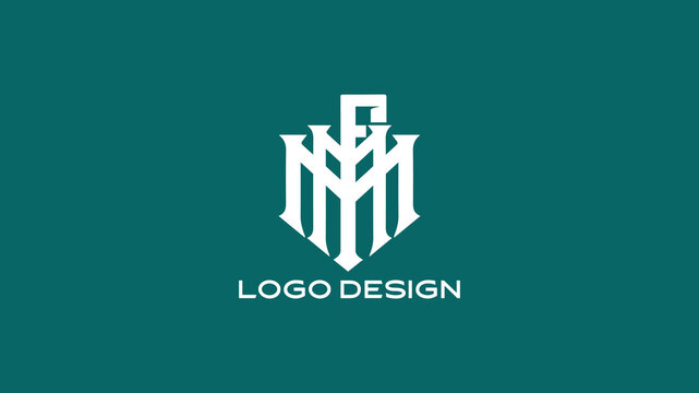 Strong MMF monogram logo with vertical alignment and shield-inspired design, perfect for gaming, security, or sports branding