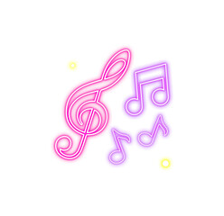 Neon Music Note Icon Illustration