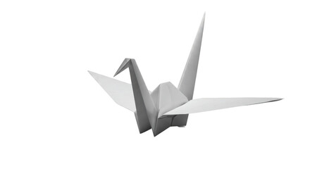 White origami paper crane isolated on white background
