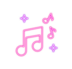 Neon Music Note Icon Illustration