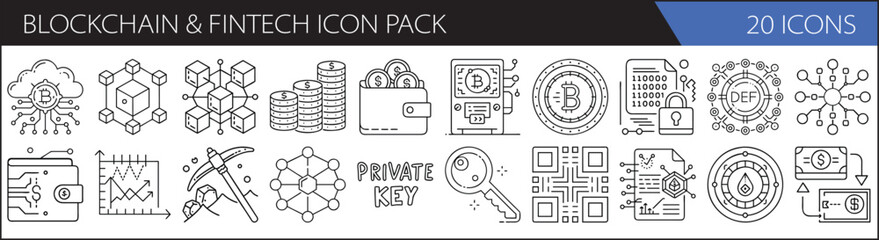 Blockchain & Fintech Icon Set