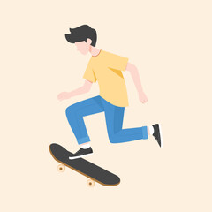 Fototapeta premium Skater Boy Performing Skateboard Trick – Youth Sports Vector Illustration