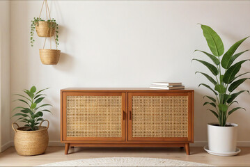 Mockup, Blank wall mockup in boho style
