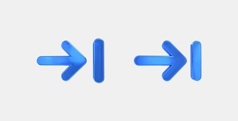 keyboard tab 3D icon on isolate white background