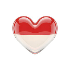 Indonesia Flag in 3D Glass Heart Symbol