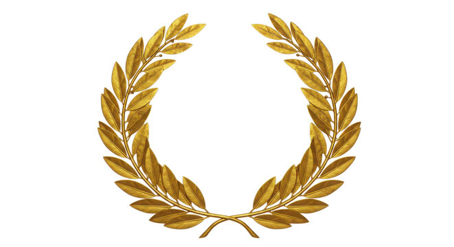 Golden laurel wreath vector illustration isolated PNG with Transparent Background