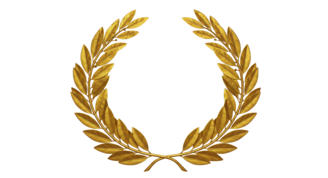 Golden laurel wreath vector illustration isolated PNG with Transparent Background - Powered by Adobe