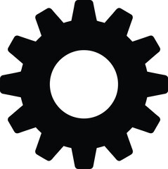 A single gear icon isolated on a white background represents settings