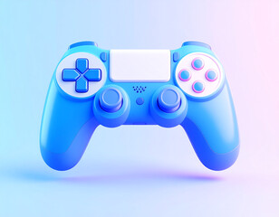 A vibrant blue game controller ready for action evokes feelings of competition and fun in a pastel