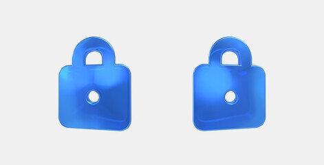 lock 3D icon on isolate white background