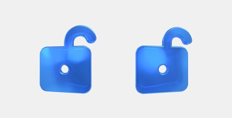lock open right 3D icon on isolate white background
