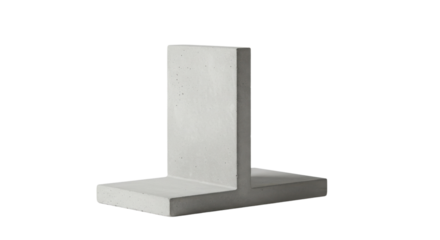 Minimalist concrete L shaped block isolated on white background