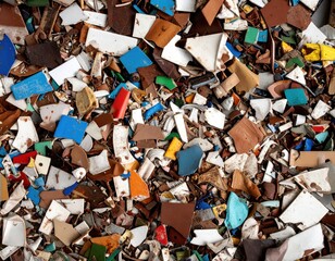 Colorful Abstract Background of Recycled Plastic Material Pieces