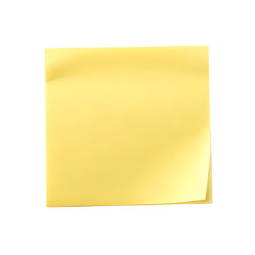 Yellow paper note isolated on isolated on a transparent background sticky note blank
