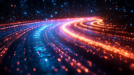 Obraz premium Abstract glowing digital paths background illustration