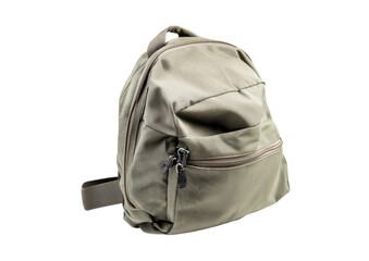 Fototapeta premium Light grey casual fabric backpack with minimal design Isolated on a transparent background