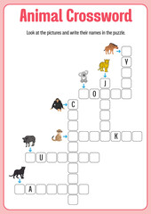 Animal crossword game template illustration