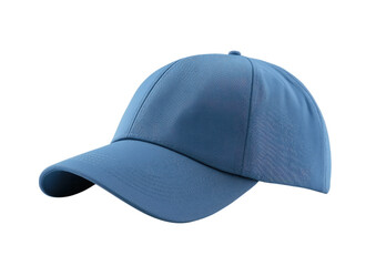 Fototapeta premium Light blue baseball cap with structured crown and curved brim Isolated on a transparent background